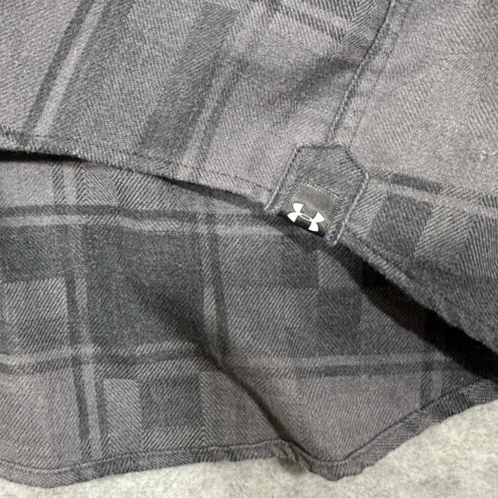 Under Armour Mens Plaid Long Sleeve‎ Button Up Shirt ColdGear XXL Loose Fit Gray - Picture 6 of 7